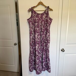 Kate Quinn Floral Dress XL Purple Plum Pom Pom A-line Spring Summer Cottagecore